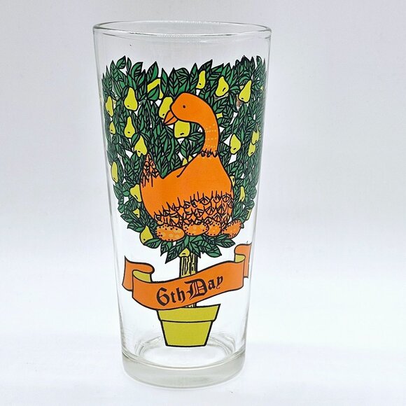6th Day Drinking Glass from 12 Days of Christmas Set 5.5" TS &T Indiana Glass - Picture 3 of 10